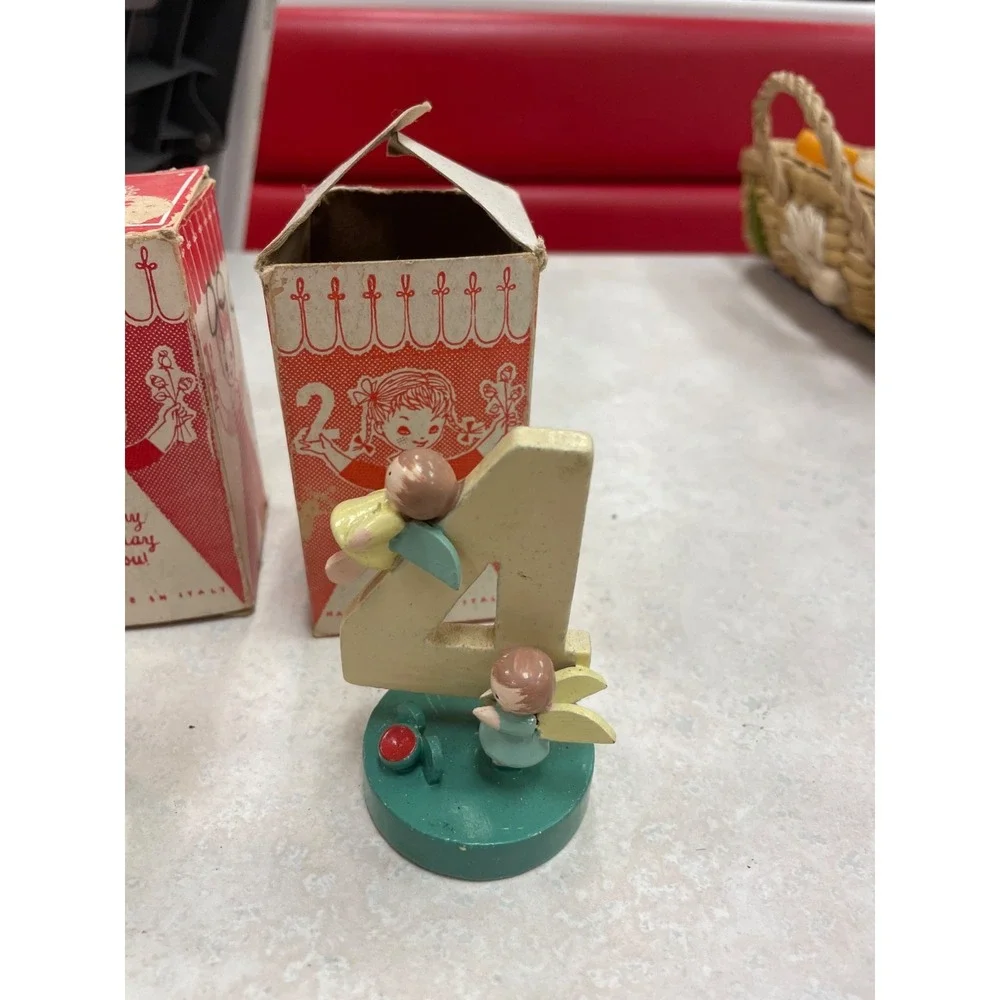 Sevi Lot Of  2 Wooden Birthday Cake Toppers 3